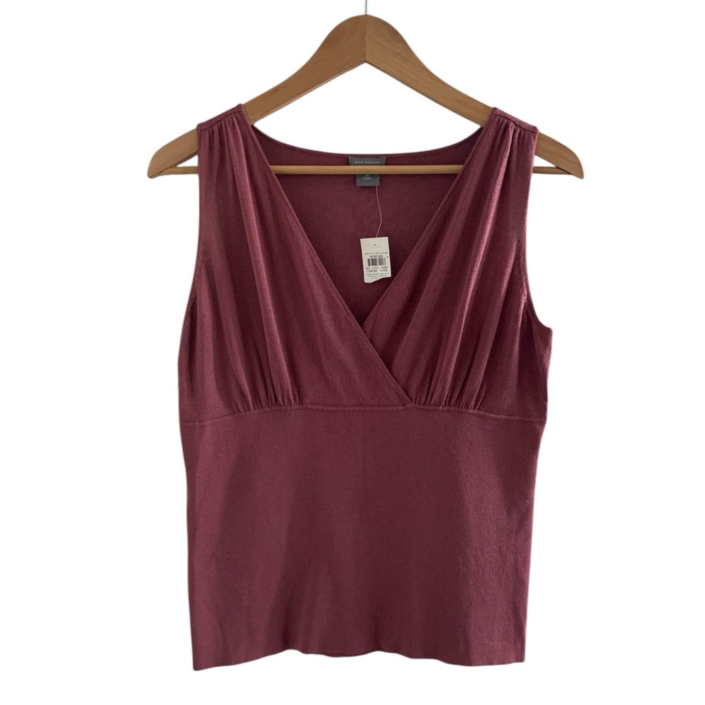 Ann Taylor Dark Mauve Sleeveless Wrap Tank Top - NWT